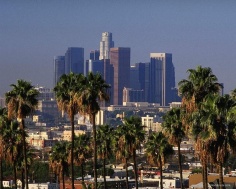 L.A. in den meisten Köpfen: Eine hohe Downtown (Innenstadt), eine flache Uptown (Vorstadt) und überall Palmen.